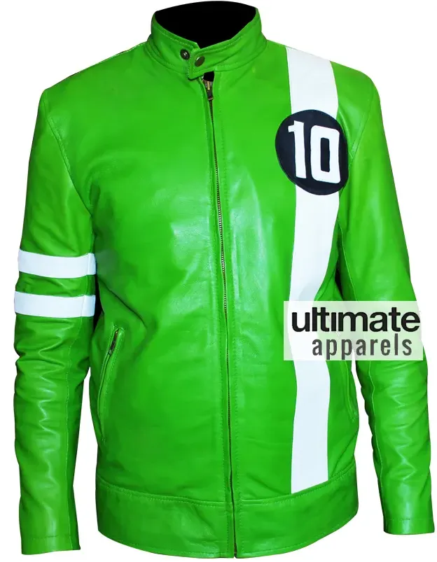 Ben 10 Cartoon Green Leather Jacket Sale