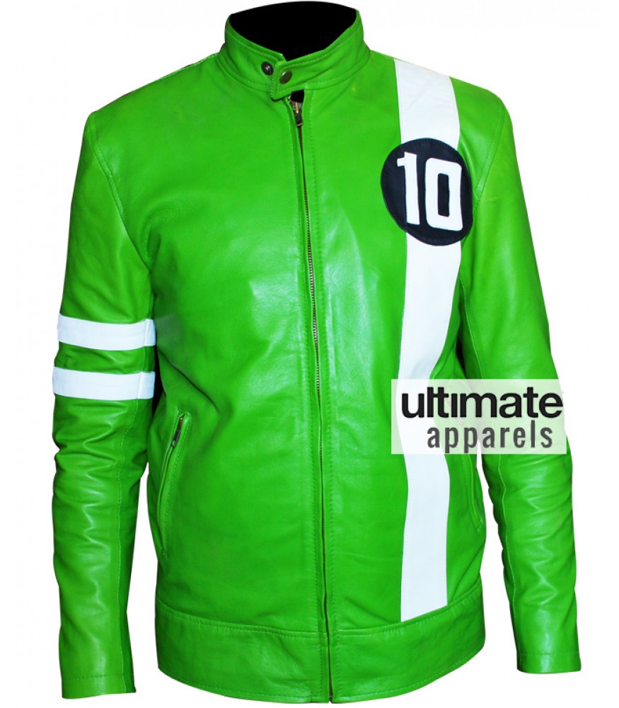Ben 10 Cartoon Green Leather Jacket Sale