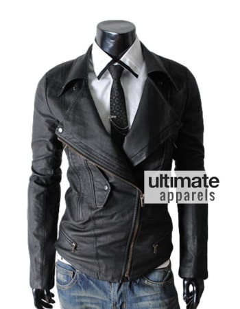 Multi Pocket Slim-fit Rider Black Leather Jacket