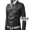 Belted Rider Men's Slim Fit Biker Black Leather Jacket Belted Rider Men's Slim Fit Biker Black Leather Jacket