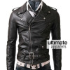 Belted Rider Men's Slim Fit Biker Black Leather Jacket Belted Rider Men's Slim Fit Biker Black Leather Jacket