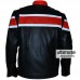Men's Black Heavy Biker Leather Jacket With Orange Stripes