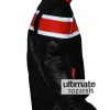 Men's Black Heavy Biker Leather Jacket With Orange Stripes