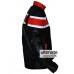 Men's Black Heavy Biker Leather Jacket With Orange Stripes