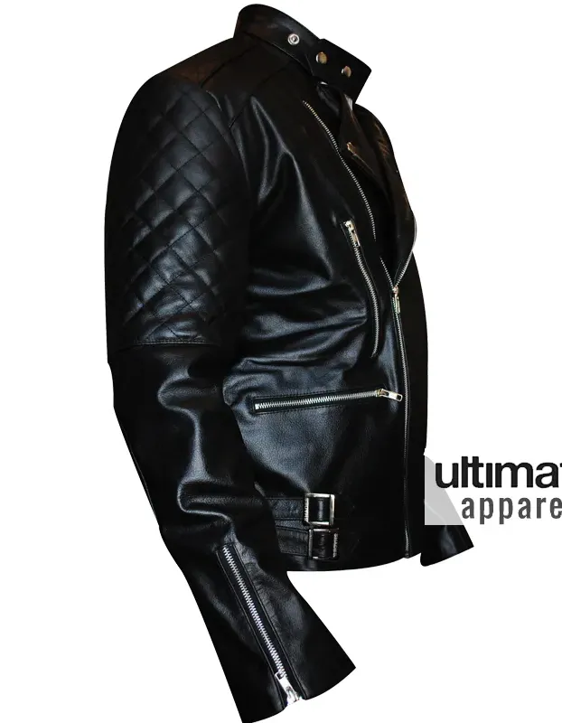 Brando Men's Vintage Quilted Black Biker Leather Jacket Brando Men's Vintage Quilted Black Biker Leather Jacket