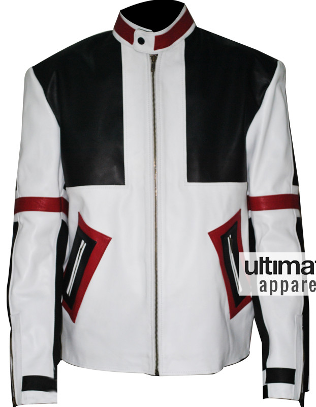 Designers Chaser Box White & Black Motorbike Leather Jacket Designers Chaser Box White & Black Motorbike Leather Jacket