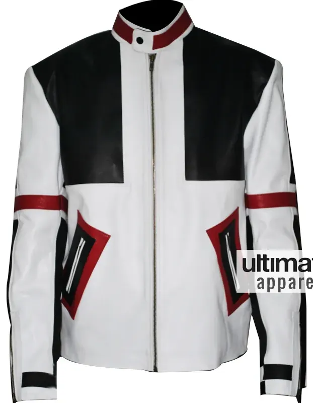 Designers Chaser Box White & Black Motorbike Leather Jacket Designers Chaser Box White & Black Motorbike Leather Jacket
