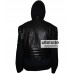 Chris Brown Designers Black Hooded Leather Jacket