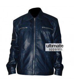 Designers Navy Blue Men's Leather Jacket