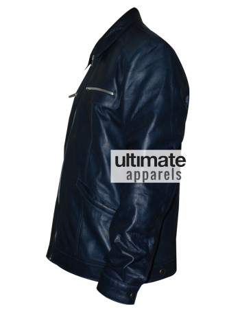 Designers Navy Blue Men's Leather Jacket
