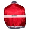 Homme Men's Red Bomber Varsity Satin Jacket Homme Men's Red Bomber Varsity Satin Jacket