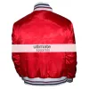Homme Men's Red Bomber Varsity Satin Jacket Homme Men's Red Bomber Varsity Satin Jacket