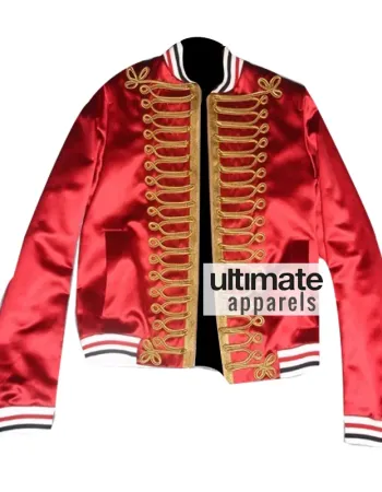 Homme Men's Red Bomber Varsity Satin Jacket
