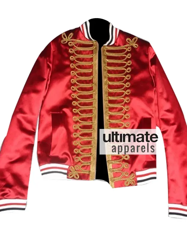 Homme Men's Red Bomber Varsity Satin Jacket Homme Men's Red Bomber Varsity Satin Jacket