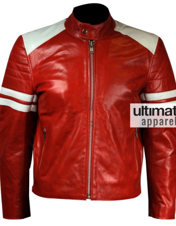 Fight Club Brad Pitt Red Jacket With White Stripes