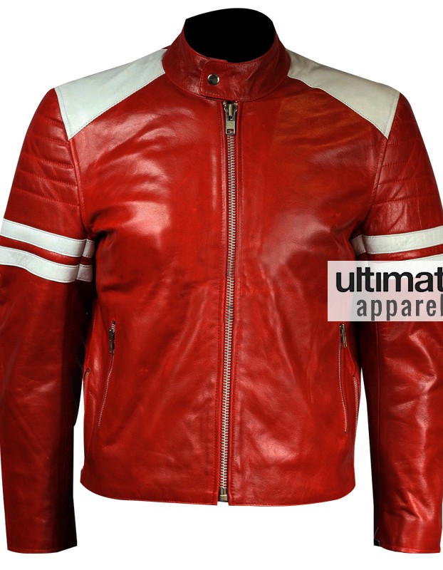 Fight Club Brad Pitt Red Jacket With White Stripes