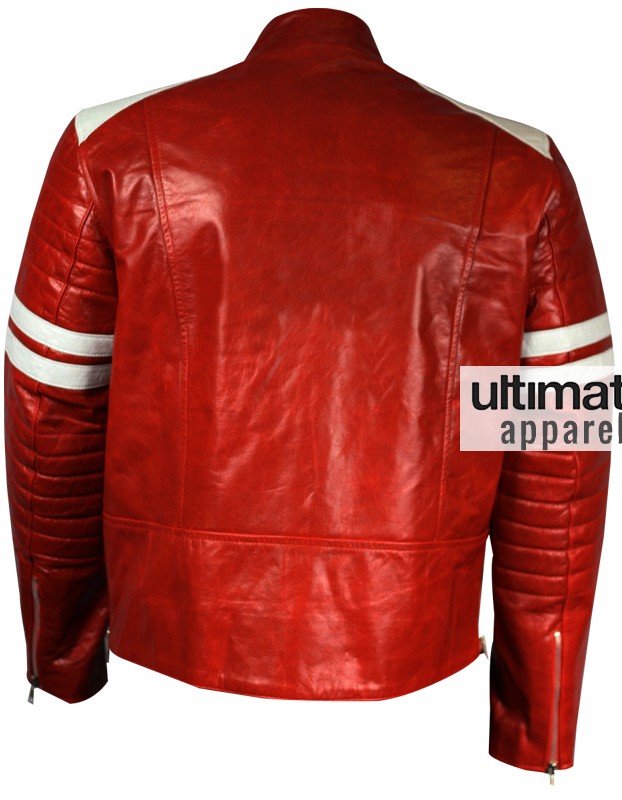 Fight Club Brad Pitt Red Jacket With White Stripes