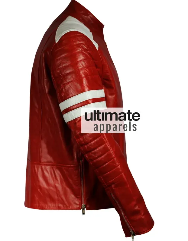 Fight Club Brad Pitt Red Jacket With White Stripes