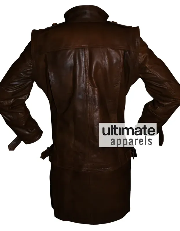 Defiance Grant Bowler Nolan Long Distressed Leather Jacket
