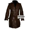 Defiance Grant Bowler Nolan Long Distressed Leather Jacket