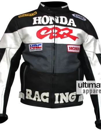 Honda CBR Men's Black and White Biker Jacket
