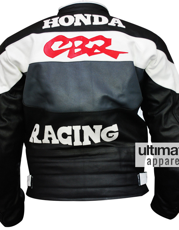 Honda CBR Men's Black and White Biker Jacket Honda CBR Men's Black and White Biker Jacket