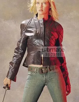 Kill Bill Volume 2 Uma Thurman Black Leather Jacket Kill Bill Volume 2 Uma Thurman Black Leather Jacket