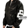 Mens 8 Ball Bomber Black Supreme Leather Jacket