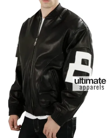 Mens 8 Ball Bomber Black Supreme Leather Jacket