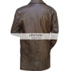 Mens Distressed Brown Trench Leather Blazer Jacket
