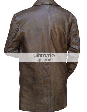 Mens Distressed Brown Trench Leather Blazer Jacket Mens Distressed Brown Trench Leather Blazer Jacket