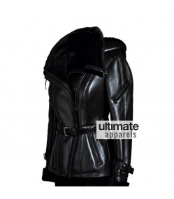 Once Upon A Time Jennifer Morrison (Emma Swan) Black Shearling Bomber Jacket Once Upon A Time Jennifer Morrison (Emma Swan) Black Shearling Bomber Jacket