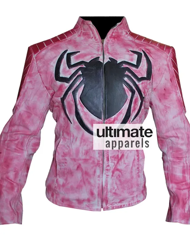 Spiderman Wax Pink Men Biker Leather Jacket Spiderman Wax Pink Men Biker Leather Jacket