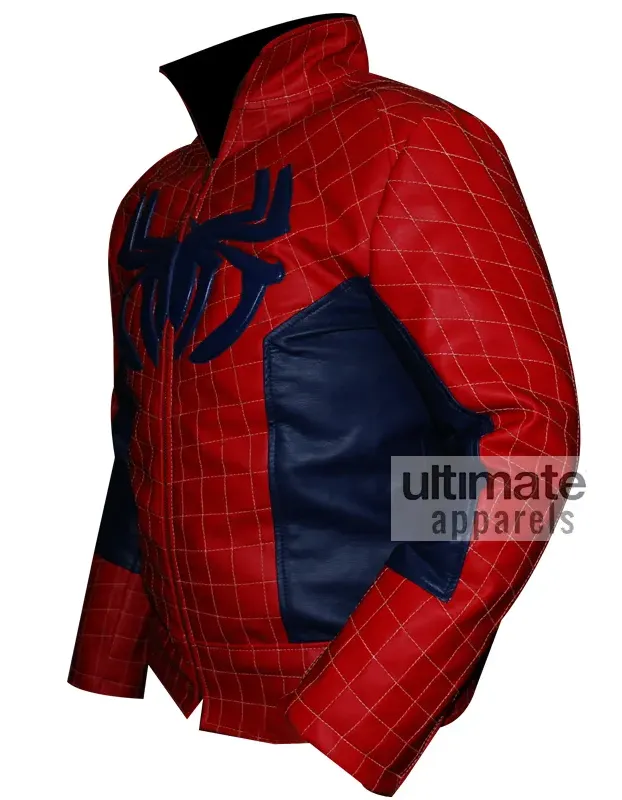 The Amazing Spiderman Red & Blue Leather Jacket Costume The Amazing Spiderman Red & Blue Leather Jacket Costume