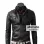 Slim Fit Men's Strap Pocket Real Black Leather Jacket