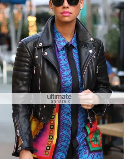 American Model Amber Rose Black Biker Jacket American Model Amber Rose Black Biker Jacket