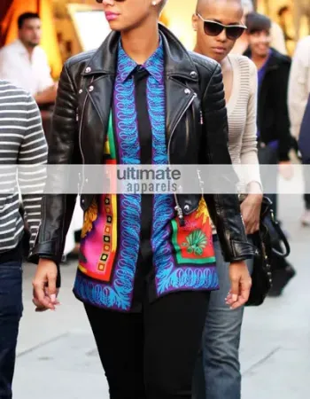 American Model Amber Rose Black Biker Jacket 