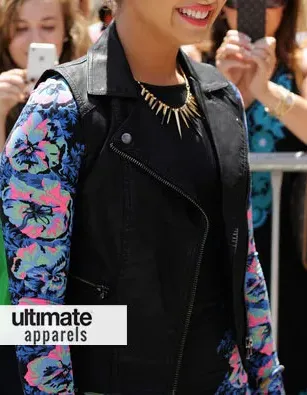 Demi Lovato Black Leather Vest at X-Factor Demi Lovato Black Leather Vest at X-Factor