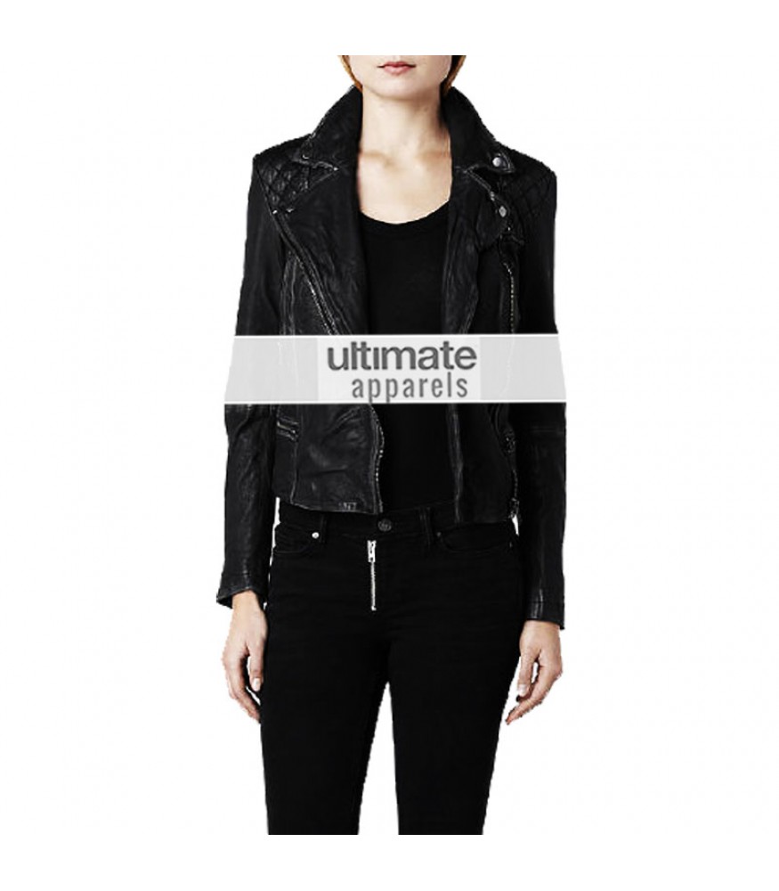 Jennifer Lawrence All Saints Replica Black Leather Jacket