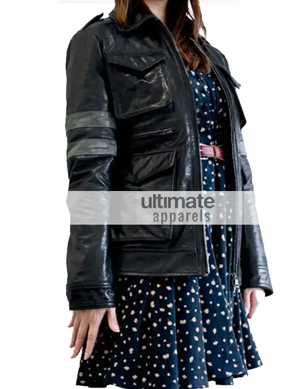 Ladies Black Resident Evil 6 Jacket With Purple Stripes Ladies Black Resident Evil 6 Jacket With Purple Stripes