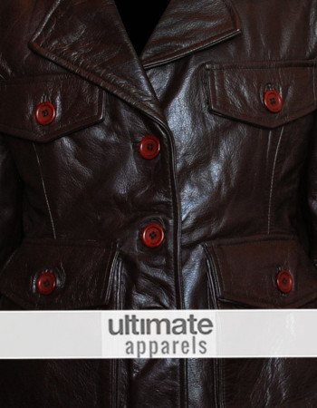 Ladies Dark Brown Motorcycle Leather Blazer Jacket