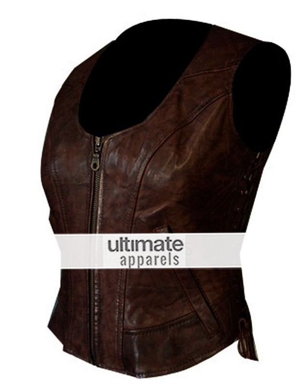 The Walking Dead Michonne (Danai Gurira) Brown Leather Vest The Walking Dead Michonne (Danai Gurira) Brown Leather Vest
