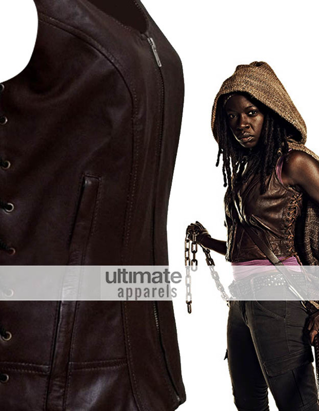 The Walking Dead Michonne (Danai Gurira) Brown Leather Vest The Walking Dead Michonne (Danai Gurira) Brown Leather Vest