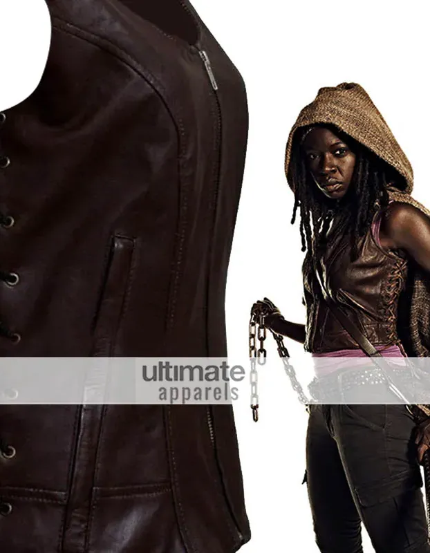 The Walking Dead Michonne (Danai Gurira) Brown Leather Vest The Walking Dead Michonne (Danai Gurira) Brown Leather Vest