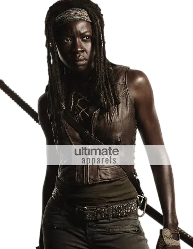 The Walking Dead Michonne (Danai Gurira) Brown Leather Vest The Walking Dead Michonne (Danai Gurira) Brown Leather Vest