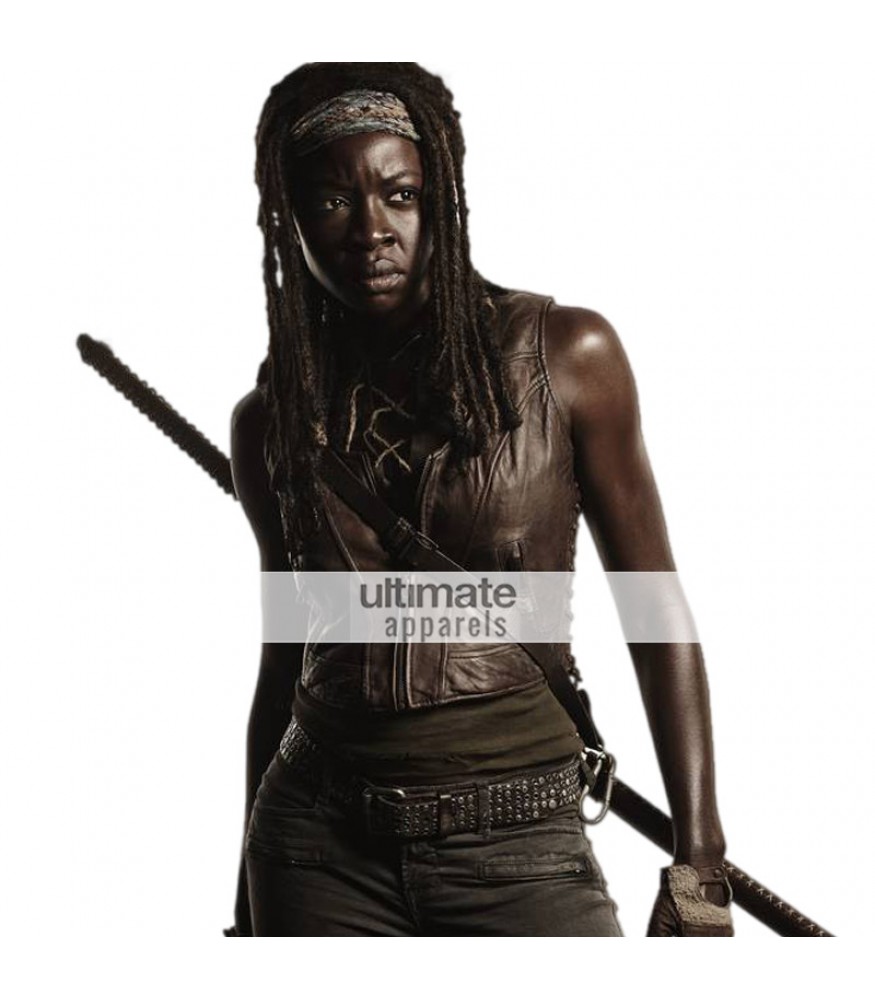 The Walking Dead Michonne (Danai Gurira) Brown Leather Vest