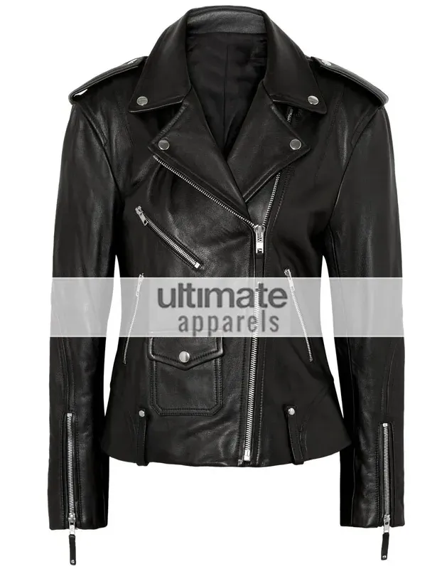 Theory Dalayan Women Black Leather Moto Jacket