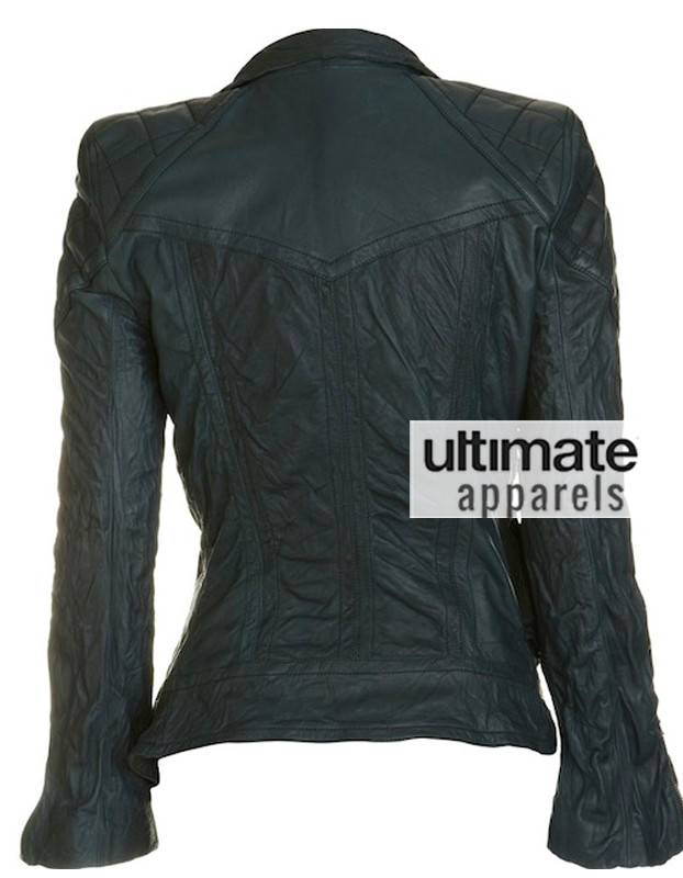 Victoria Beckham Marc-Jacob Women Green Leather Jacket Victoria Beckham Marc-Jacob Women Green Leather Jacket
