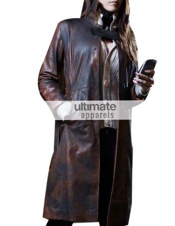 Watch Dogs Women Distressed Brown Long Blazer Coat Watch Dogs Women Distressed Brown Long Blazer Coat