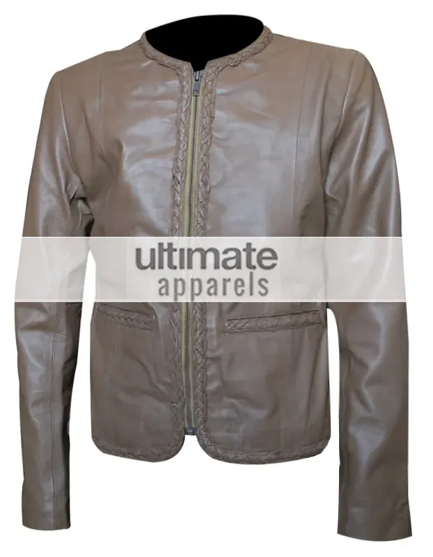 Women Slim-Fit Stylish Biker Grey Leather Jacket